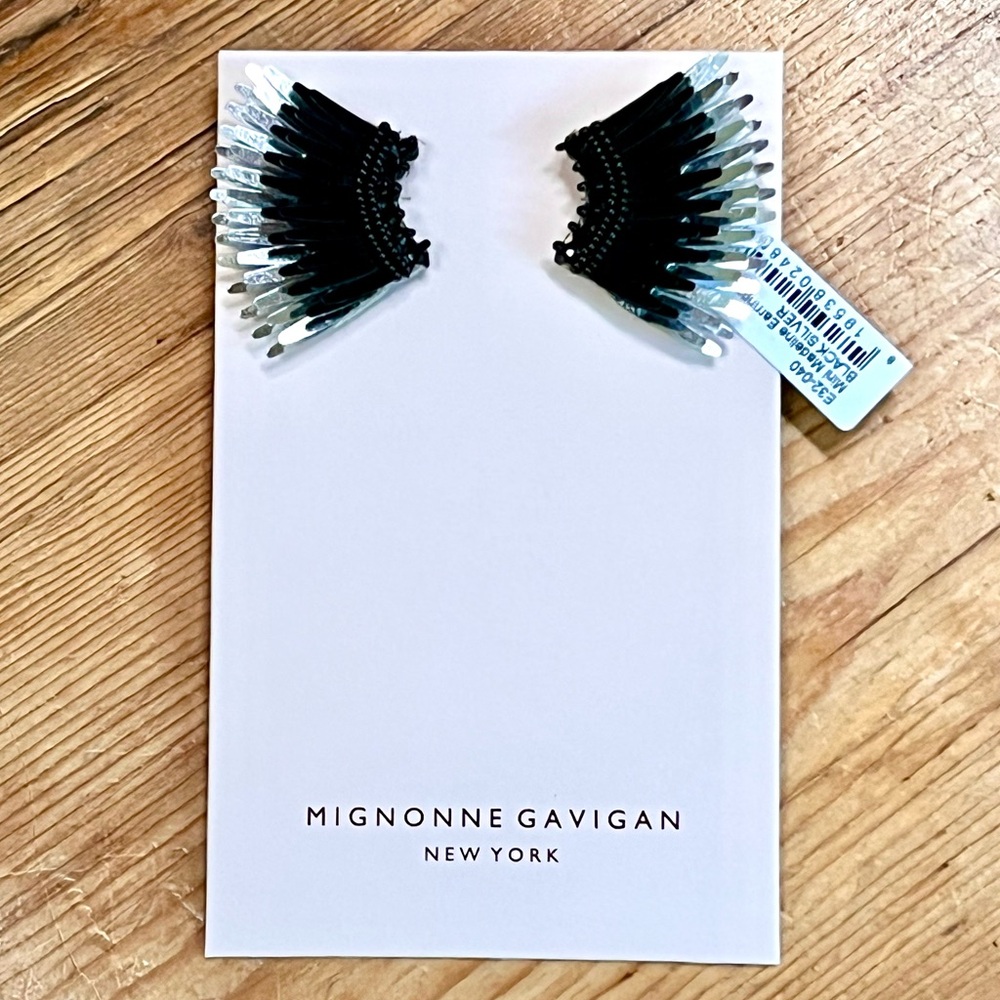 NWT Mignonne Gavigan Mini Madeline Earrings Black Silver - Picture 11 of 16